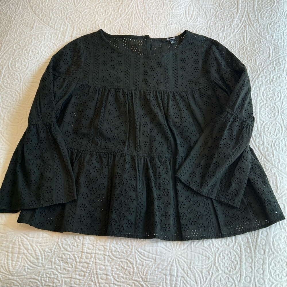 Madewell medium Black Eyelet Women's Blouse
